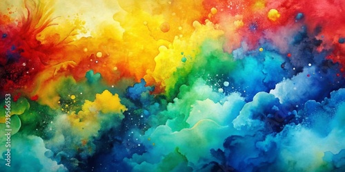 Abstract Watercolor Cosmic Clouds, watercolor, abstract, space, galaxy