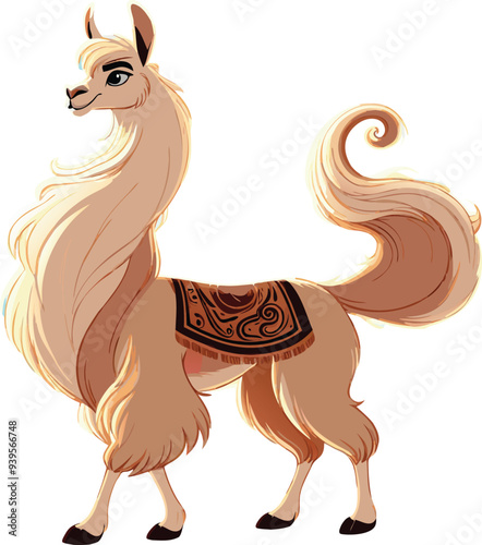 Cute Llama vector cartoon illustration