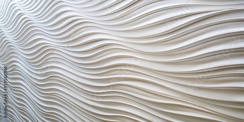 Fototapeta Naklejka Na Ścianę i Meble -  Abstract White Wave Wall, Architectural Design, 3D Wall Panel, Interior Design, Minimalist