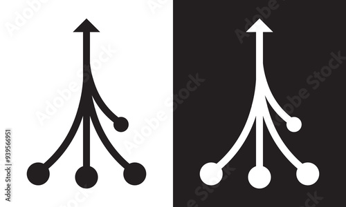 Consolidation icon in black and white colors. Vector illustration. Isolated on black and white background. EPS 10