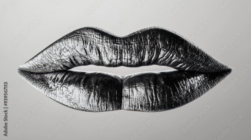 Artistic depiction of two lips coming together in a kiss, rendered in a minimalist and modern style. Artistic depiction of two lips coming together in a kiss, rendered in a minimalist and modern style.