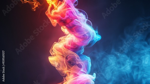 A mesmerizing abstract swirl of colorful smoke against a dark background, capturing the essence of imagination, energy, and artistic expression in vivid detail.