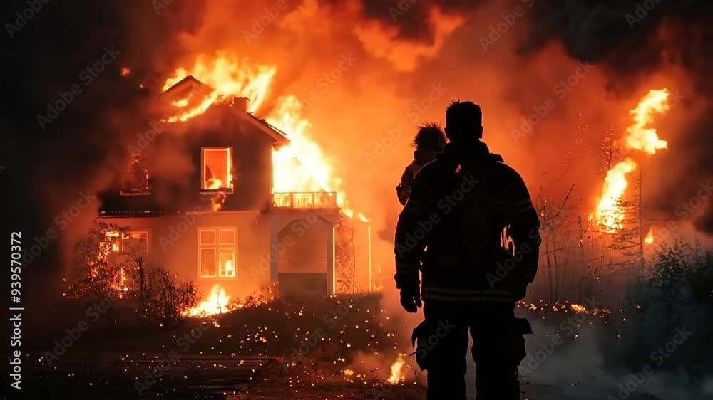Firefighter tackles massive blaze in abandoned house during early evening hours