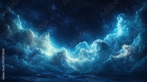 Painting depicting strong storm in middle of the sea and raging waves