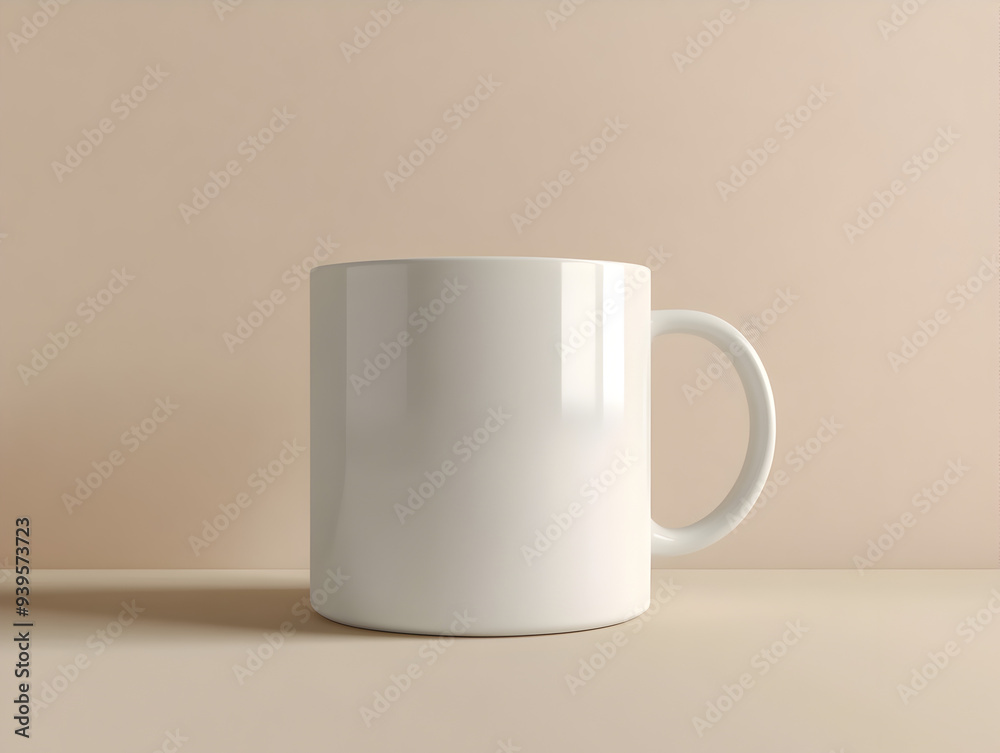 Clean and Minimalist Mockup of Blank White Coffee Mug on Neutral Surface with Soft Lighting for Customization Design Clean and Minimalist Mockup of Blank White Coffee Mug on Neutral Surface with Soft Lighting for Customization Design