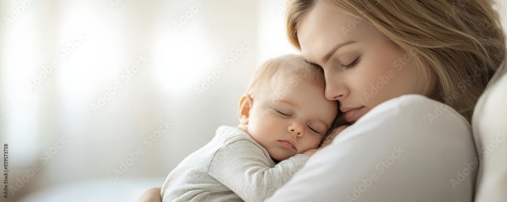 © Jayda_ArtistryHub - A serene moment of mother and baby cuddling, showcasing love and tenderness in a cozy environment.