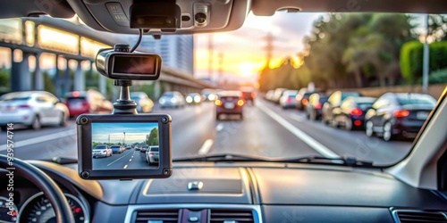 Dashcam View of Traffic Jam During Golden Hour, dashcam , traffic , road trip , sunset