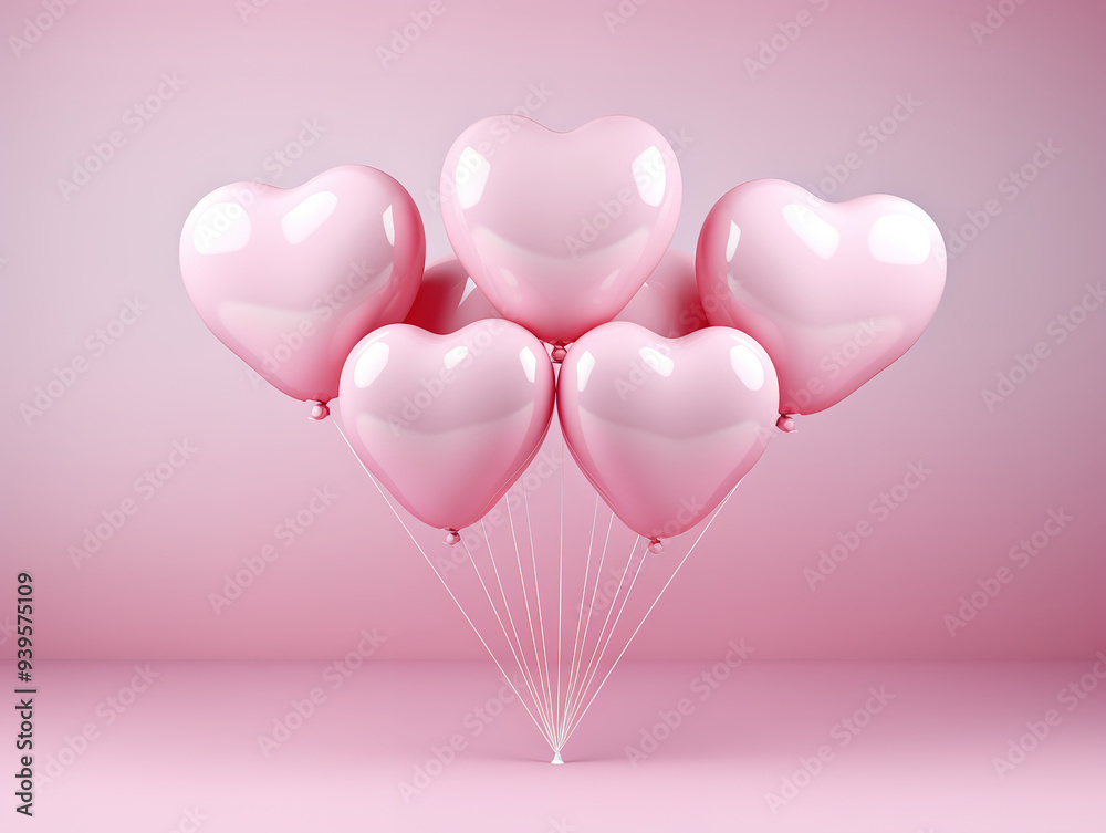Superb pink balloons, heart shaped, Valentine's Day Superb pink balloons, heart shaped, Valentine's Day