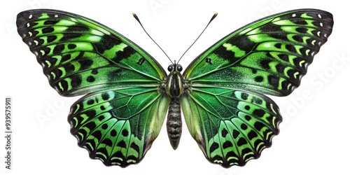 Emerald Green Butterfly Wings Isolated, Green, Butterfly, Wings, Nature