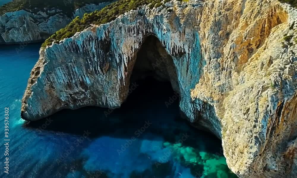 cave in the sea aerial view from drone cave in the sea aerial view from drone