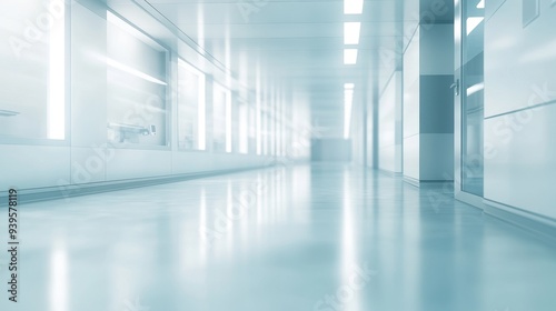 Wallpaper Mural A sleek, modern corridor with reflective surfaces and bright lighting. Torontodigital.ca