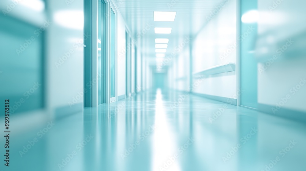 A sleek, modern hospital corridor with reflective floors and bright lighting. A sleek, modern hospital corridor with reflective floors and bright lighting.