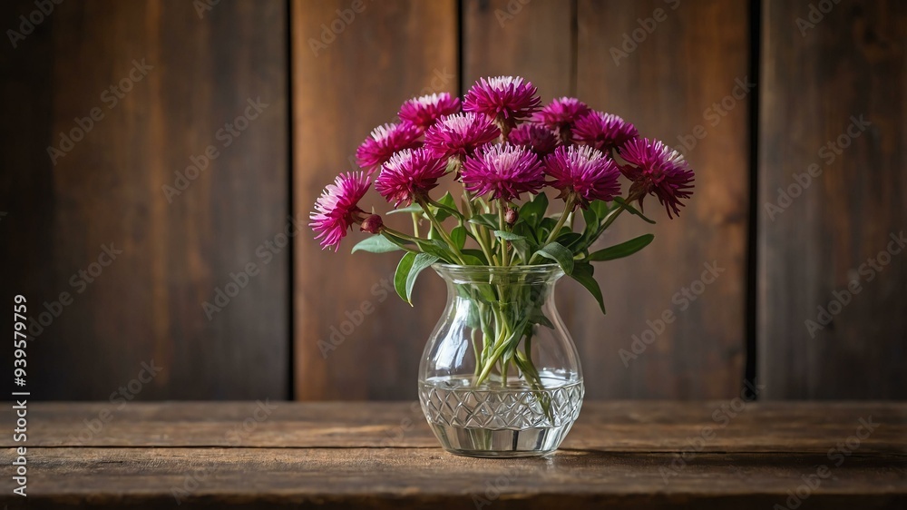 custom made wallpaper toronto digitalstock photography gomphrena flower in a beautiful vase with a background of wooden table
