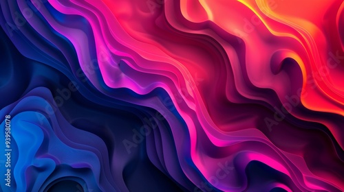 The image showcases vivid and colorful flowing wave-like patterns evoking movement, fluidity, and harmony.