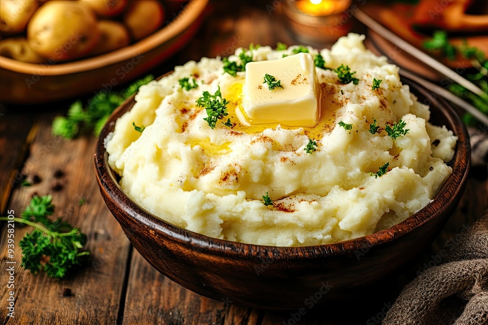 Creamy mashed potato in the bowl. Creamy mashed potato in the bowl.