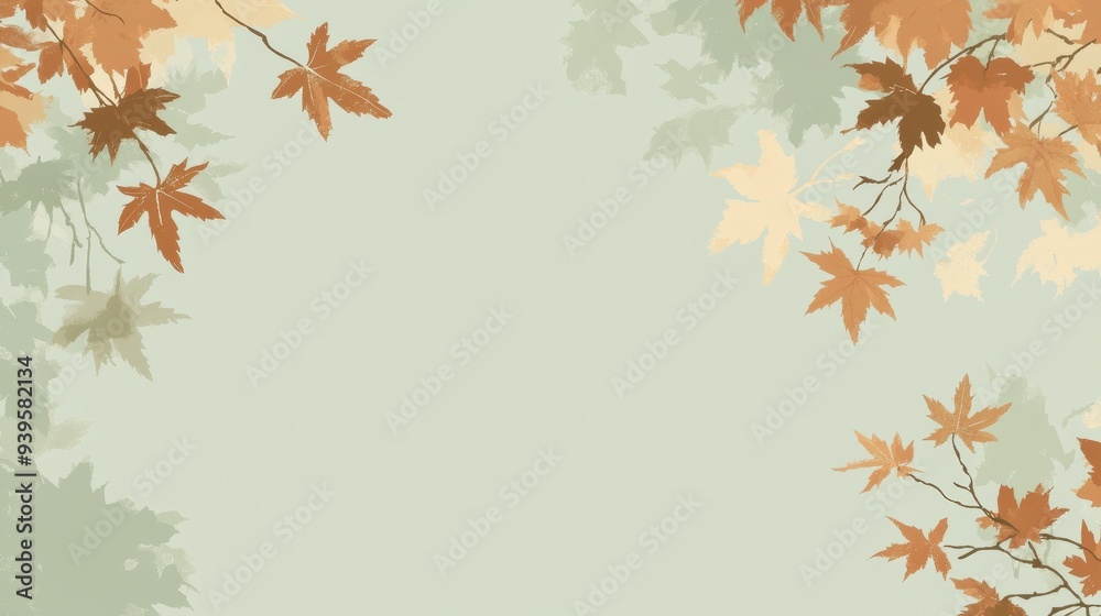 A soft pastel background with autumn leaves framing the edges, ideal for a serene design. A soft pastel background with autumn leaves framing the edges, ideal for a serene design.