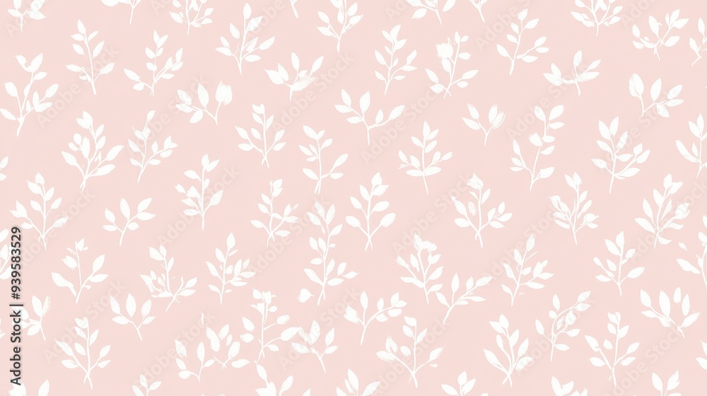 A soft pink background featuring delicate white leaf patterns, ideal for design projects. A soft pink background featuring delicate white leaf patterns, ideal for design projects.
