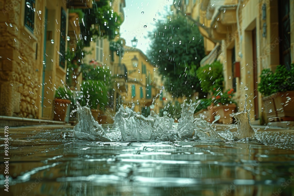 Fototapeta premium Urban Morning Rain Splash
