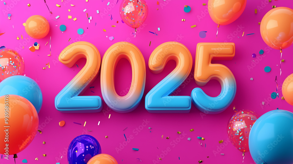 A cute style New Year’s design showcasing a vintage hot air balloon with a A cute style New Year’s design showcasing a vintage hot air balloon with a