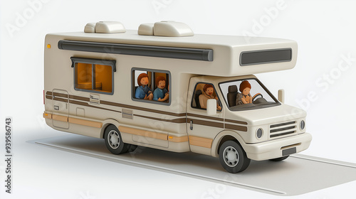 Family Road Trip in a Modern Recreational Vehicle on a Sunny Day