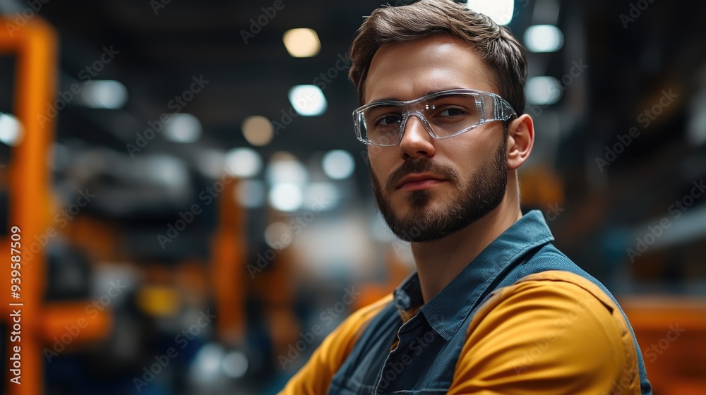 Fototapeta premium Handsome Professional Engineer in Automotive Production Facility