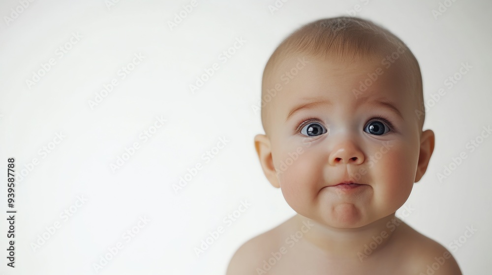 Infant Emotions Displayed on Clean White Background Infant Emotions Displayed on Clean White Background