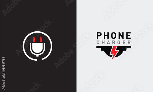 Cell Phone charge icon mobile fast electrical cable smart charger digital modern unique usb cellphone mobile charger logo design