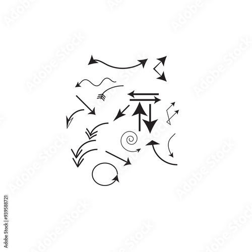 Arrow icon set isolated on white background
