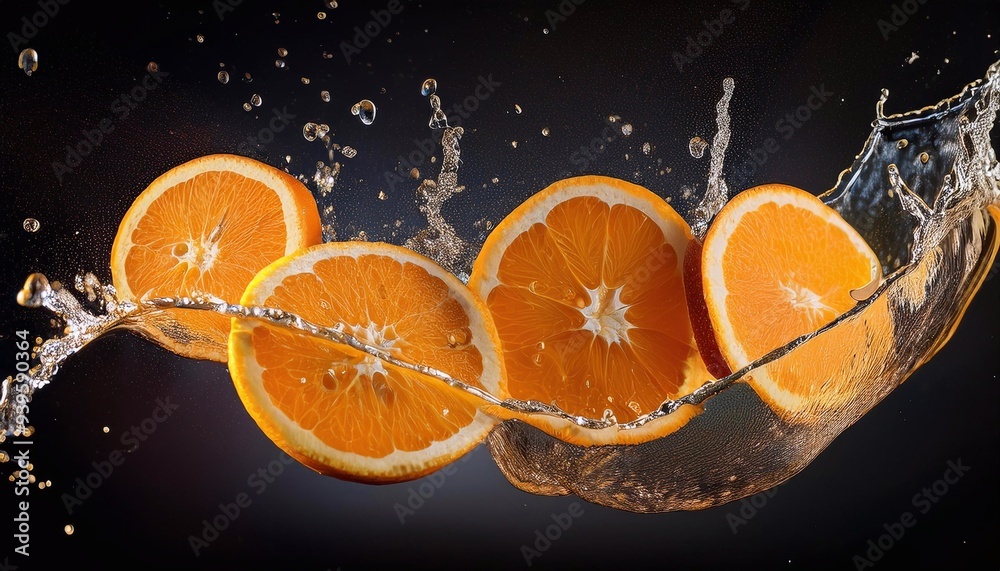 orange falling into water, splashes and drops of water. advertising concept for fruit juices.
orange falling into water, splashes and drops of water. advertising concept for fruit juices.