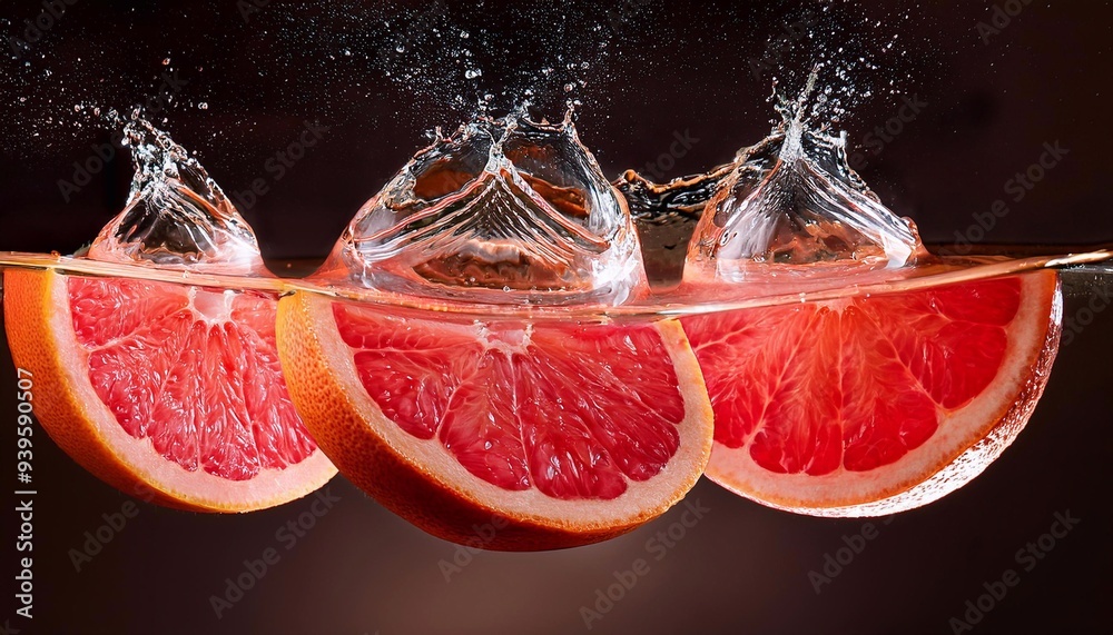 grapefruit falling into water, splashes and drops of water. advertising concept for fruit juices.
grapefruit falling into water, splashes and drops of water. advertising concept for fruit juices.