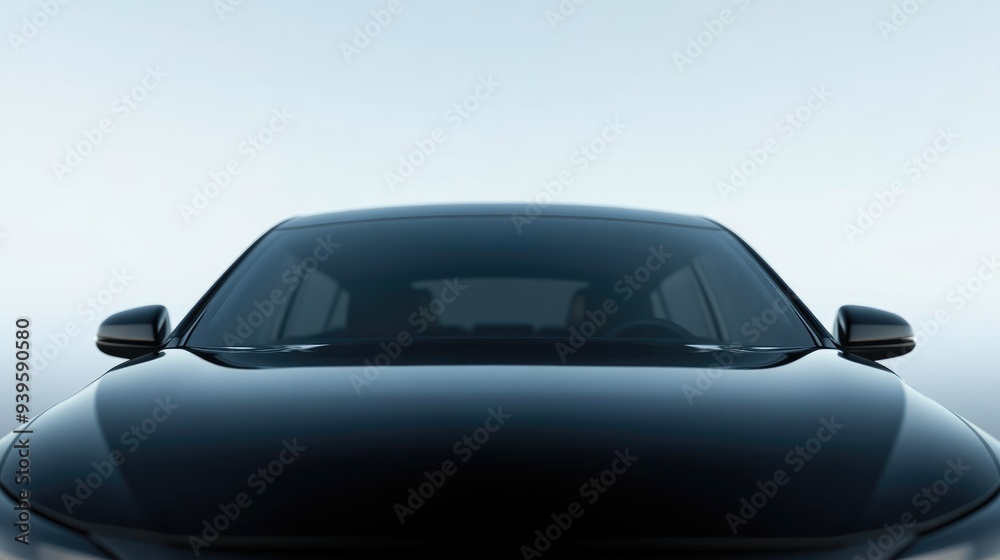 Crystal Clear Front Windshield of a Sleek Black Vehicle