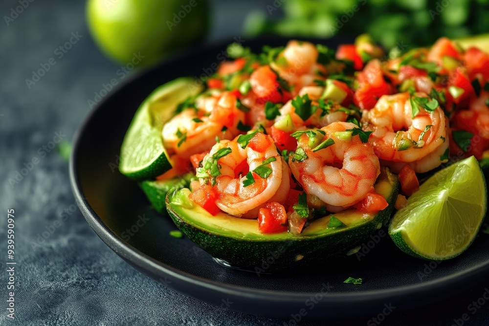 Avocado Boats Filled with Juicy Shrimp and Tomatoes Avocado Boats Filled with Juicy Shrimp and Tomatoes