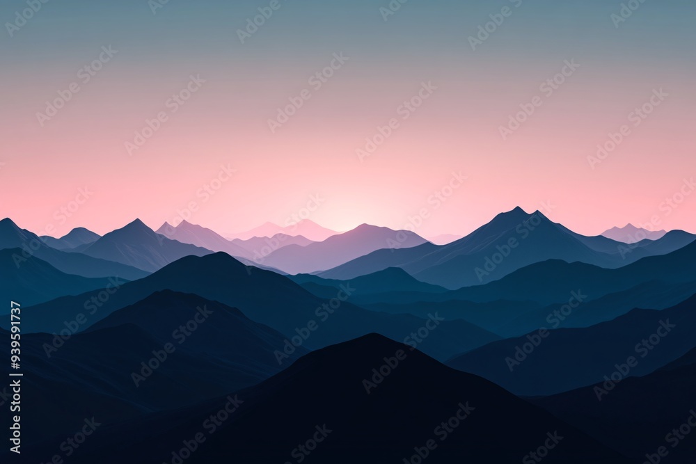 A mountain range with a beautiful sunset in the background A mountain range with a beautiful sunset in the background