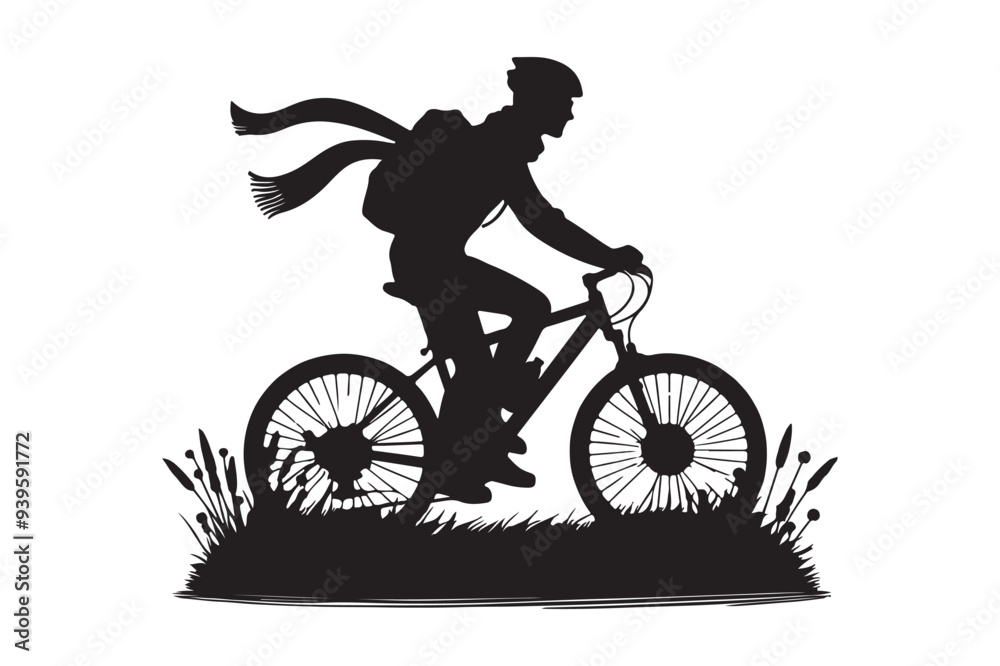 Obraz premium Bicycle riding silhouette