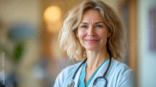 Smiling Mature Doctor in Hospital Office