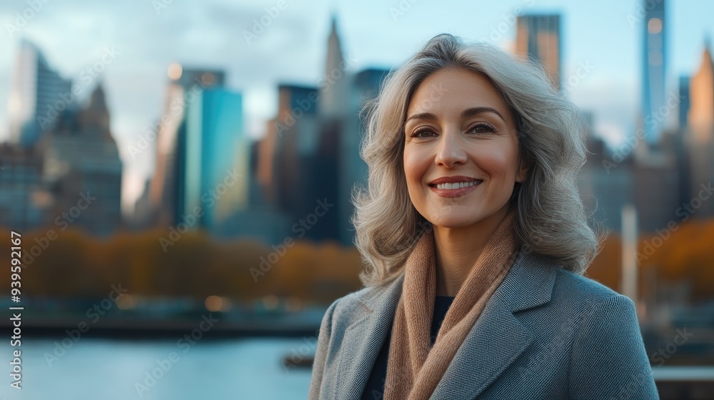 Fototapeta premium Elegant Mature Woman in Business Attire Outdoors
