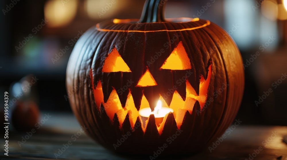 Spooky Jack-o'-Lantern Glowing in the Dark Spooky Jack-o'-Lantern Glowing in the Dark