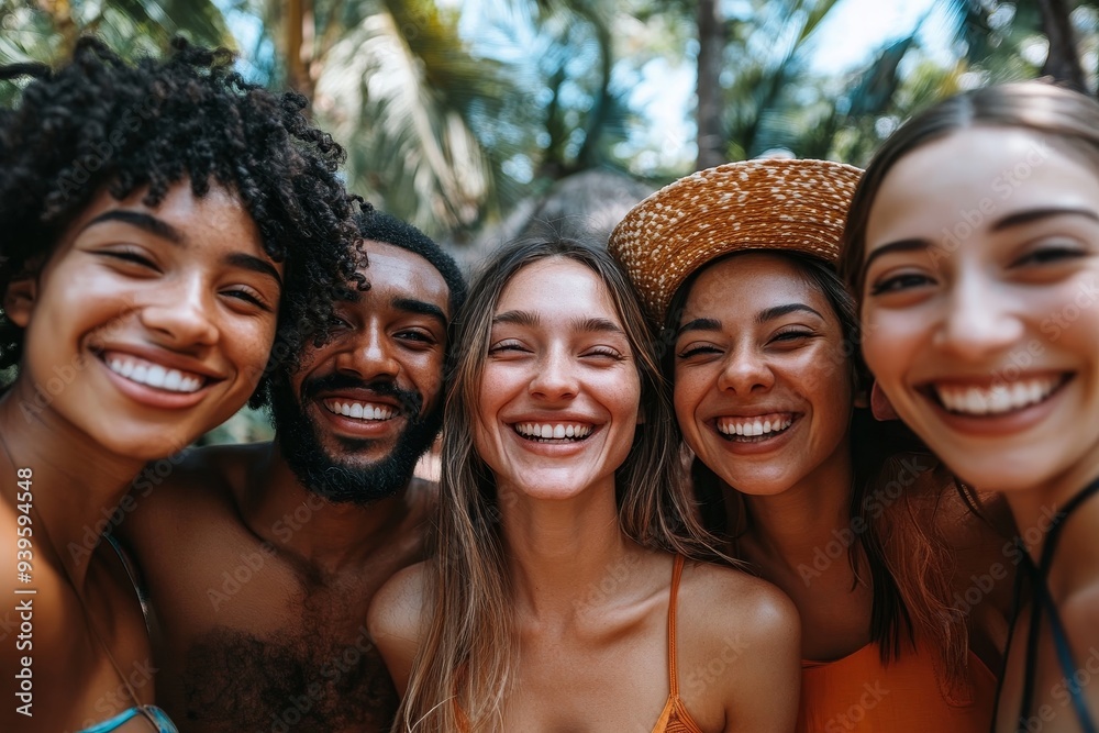 Multiethnic diverse group of people having fun outdoor - Diversity lifestyle concept, Generative AI Multiethnic diverse group of people having fun outdoor - Diversity lifestyle concept, Generative AI