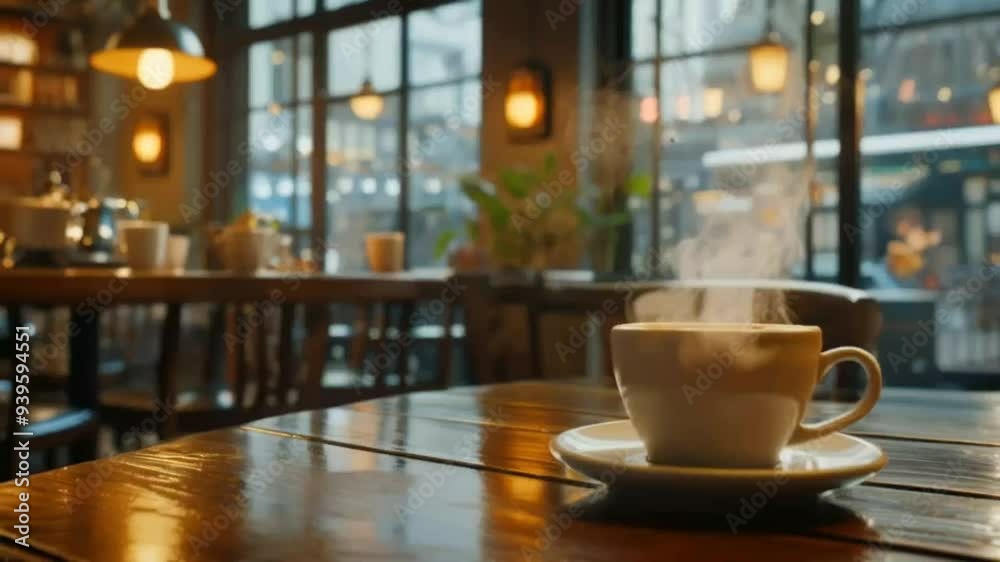 A serene coffee shop on a rainy day A serene coffee shop on a rainy day