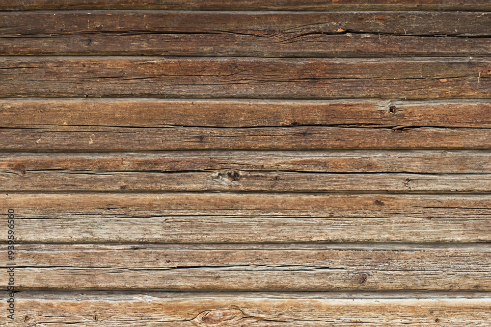 Close-Up of Weathered Wooden Log Cabin Wall Close-Up of Weathered Wooden Log Cabin Wall