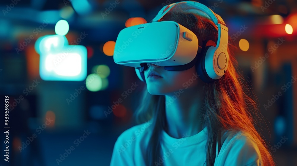 A virtual reality headset being used for training and simulation, showcasing the use of AI in education and training.