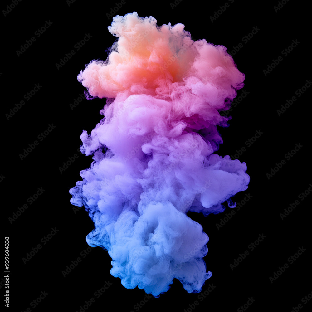 Abstract background with colorful ink smoke swirling against black Abstract background with colorful ink smoke swirling against black
