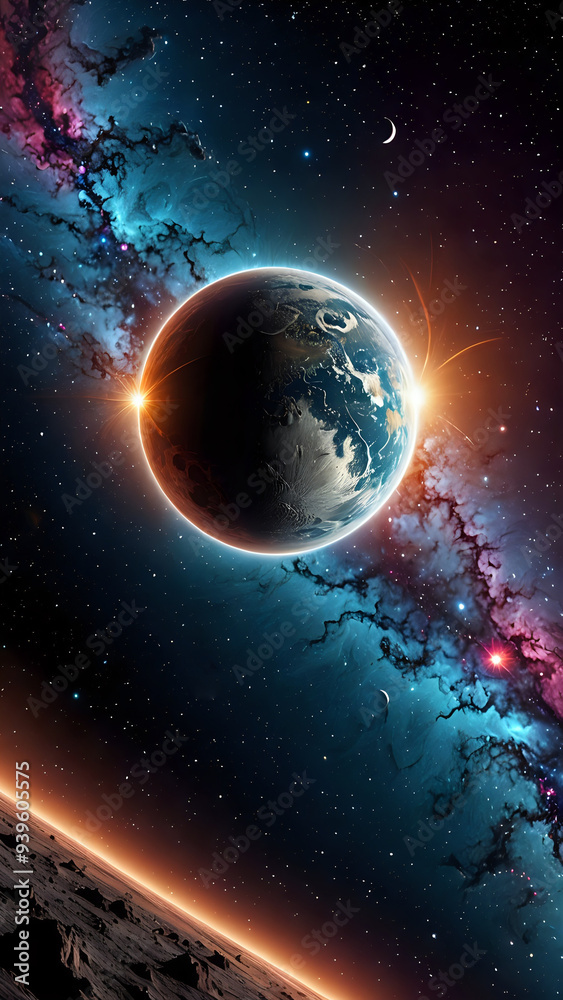 Naklejka premium Abstraktion Der Wind des kosmischen Wanderns 9x16. Hintergrund für das Design 4.