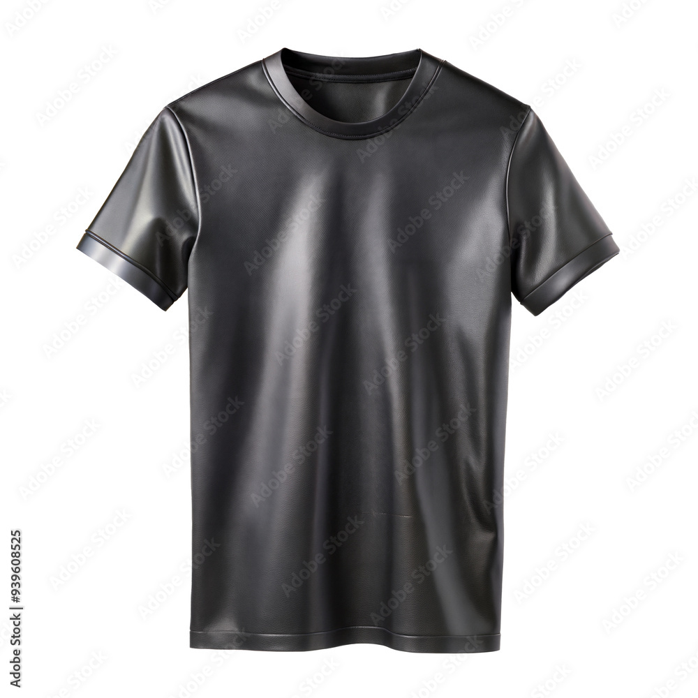 Sleek black short-sleeved shirt made from shiny material displayed against a transparent background for fashion enthusiasts at any time. Generative AI Sleek black short-sleeved shirt made from shiny material displayed against a transparent background for fashion enthusiasts at any time. Generative AI