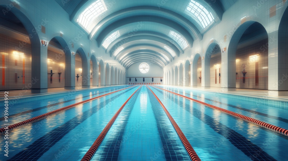 Fototapeta premium A pool with a beautiful design, ideal for swimmers.