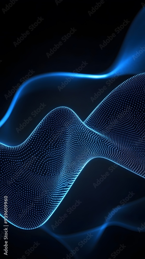 Fototapeta premium Blue Radio Frequency Waves on Black Background, Abstract Image, Texture, Pattern, Wallpaper, Cover and Screen of Smartphone, Cell Phone, Computer, Laptop, 9:16 and 16:9 Format