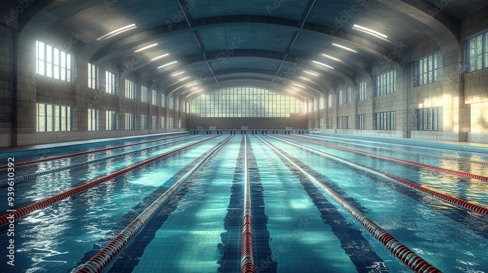 A sports pool with an aesthetic design for swimming. A sports pool with an aesthetic design for swimming.