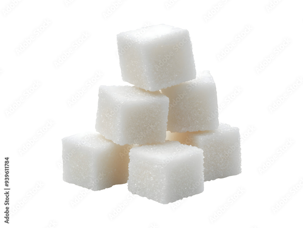 Stacked sugar cubes isolated on transparent or white background Stacked sugar cubes isolated on transparent or white background