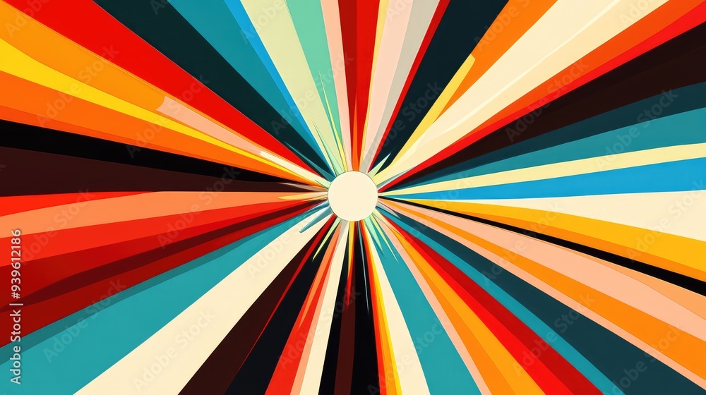 Dynamic abstract starburst with radiating lines and a central burst, in bold primary colors for a striking look. Dynamic abstract starburst with radiating lines and a central burst, in bold primary colors for a striking look.