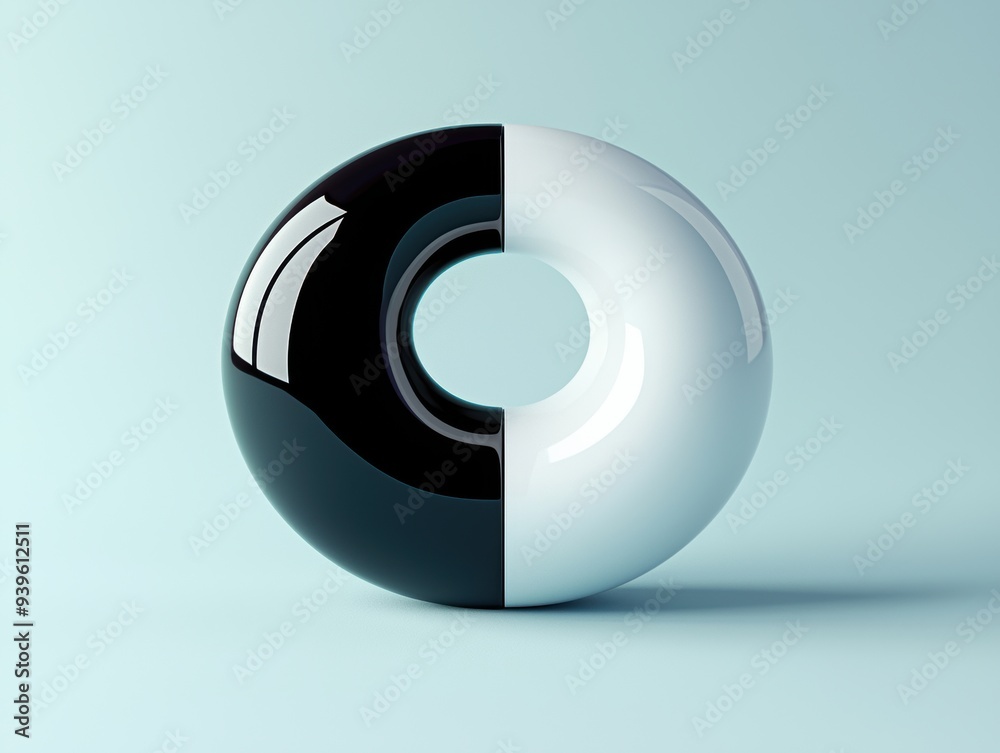 Yin-yang symbol with one side depicting health and wellness, the other unhealthiness, perfect balance concept, 3D illustration Yin-yang symbol with one side depicting health and wellness, the other unhealthiness, perfect balance concept, 3D illustration